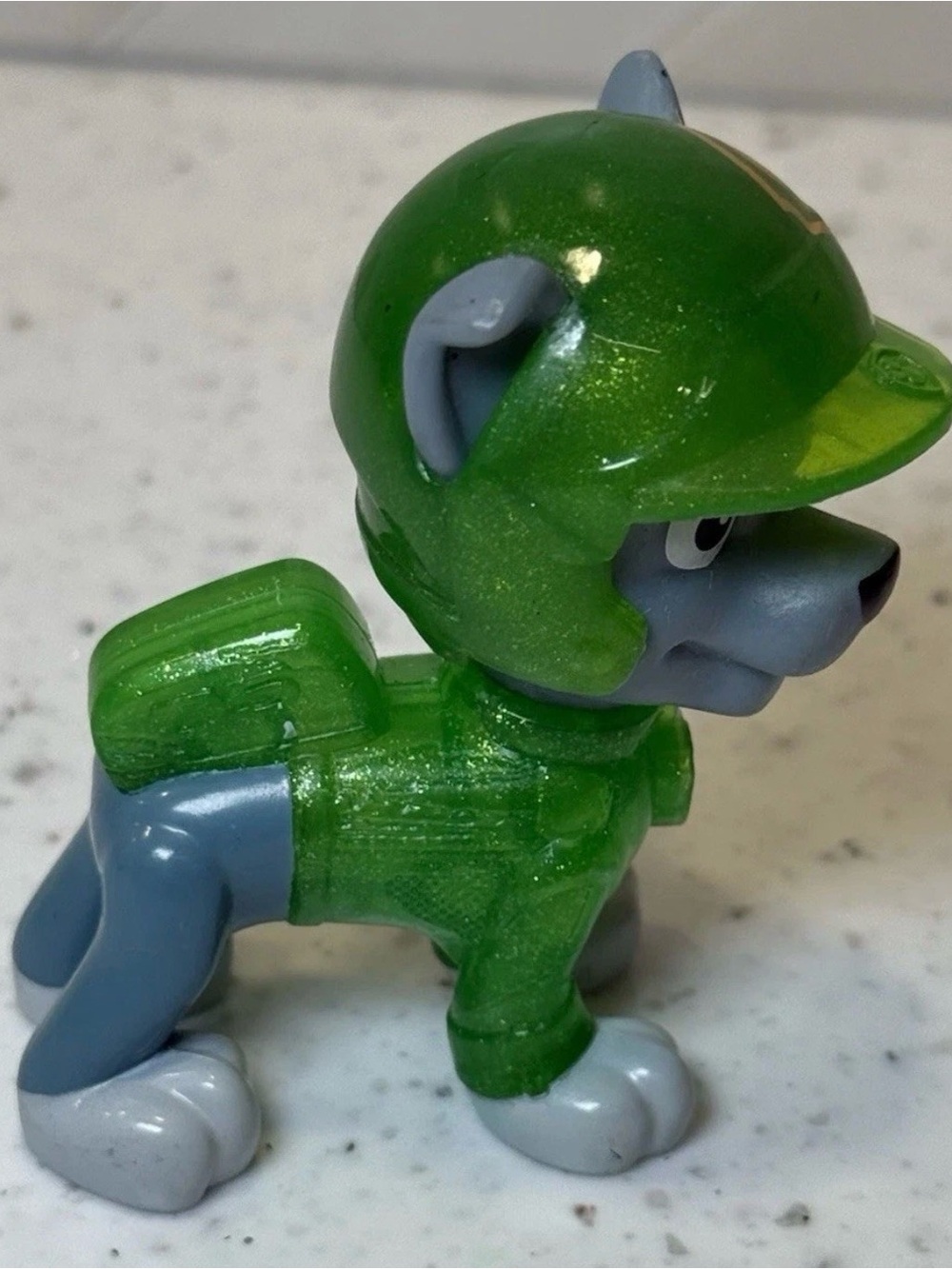 Paw Patrol Pup Squad Rescue Wheels Rocky Figure Rare Green Glittery 2.5 in - Picture 3 of 4